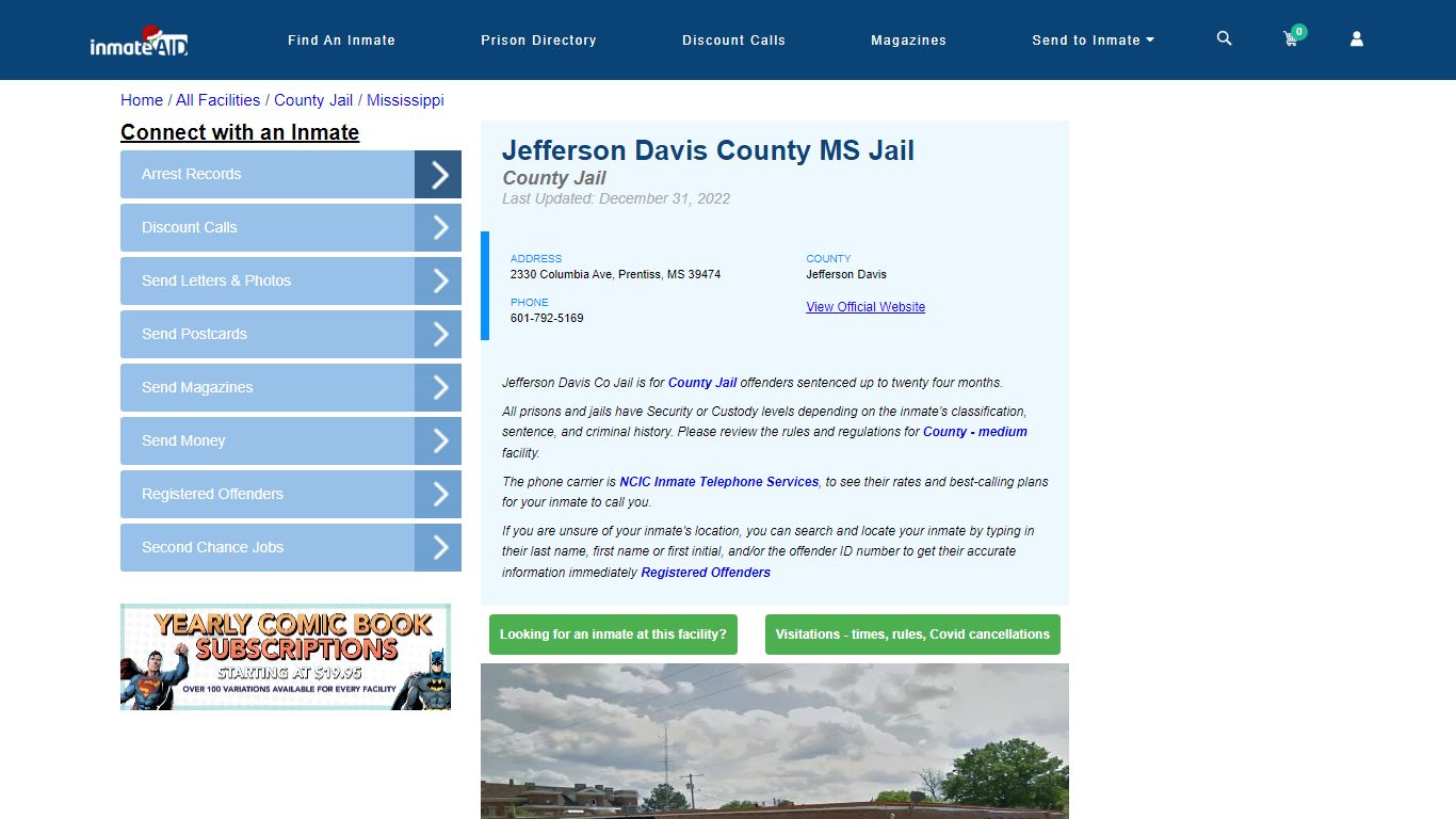 Jefferson Davis County MS Jail - Inmate Locator - Prentiss, MS